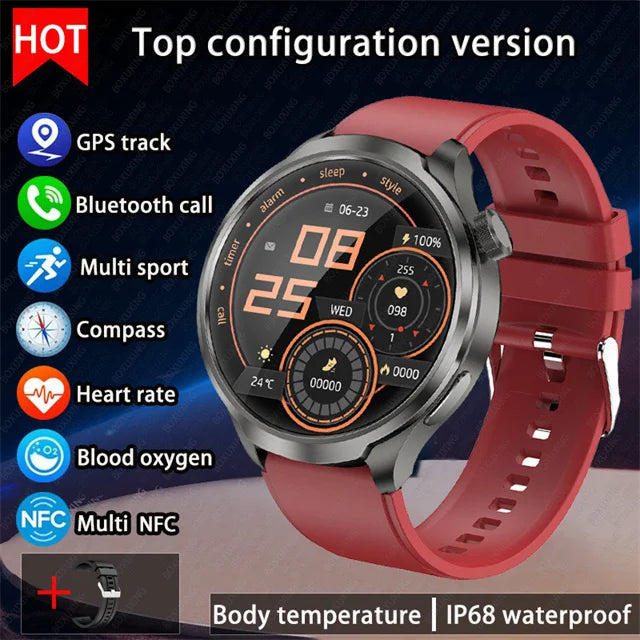 For HUAWEI Outdoor Sports Smart Watch Men 1.85" AMOLED Screen NFC GPS Compass Heart rate Waterproof Bluetooth Call SmartWatch