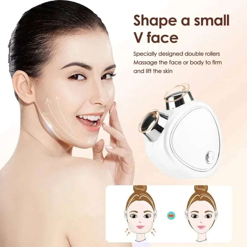 Mini EMS Facial Massage Roller Skin Care Double Chin Removal Microcurrent Face Lifting Anti Wrinkle Reducing Edema Beauty Device