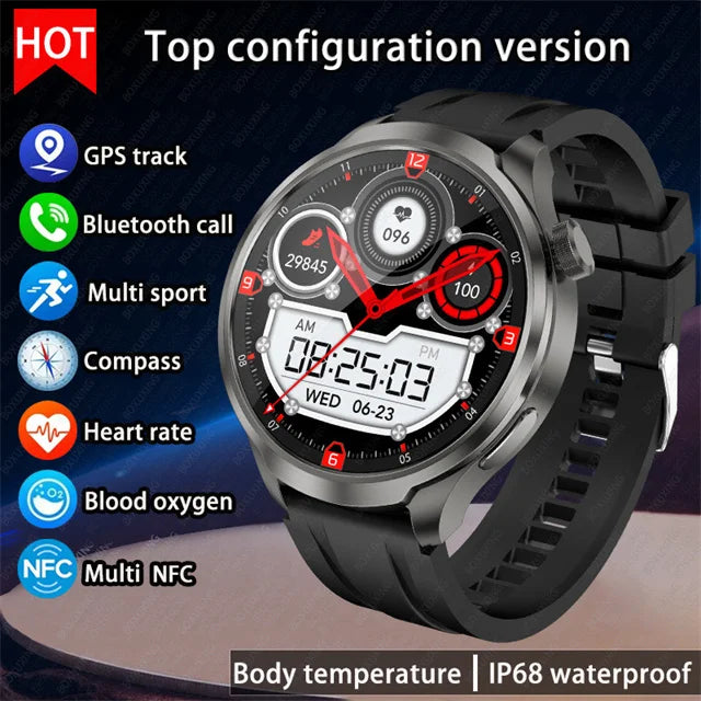 For HUAWEI Outdoor Sports Smart Watch Men 1.85" AMOLED Screen NFC GPS Compass Heart rate Waterproof Bluetooth Call SmartWatch