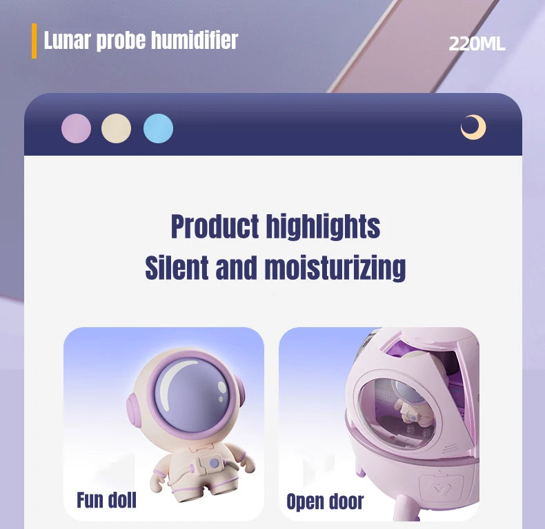 New Astronaut Air Humidifier 220ml With Night Light 1200mAh Battery  Rechargeable Home Aroma oil Diffuser Gift for Kids