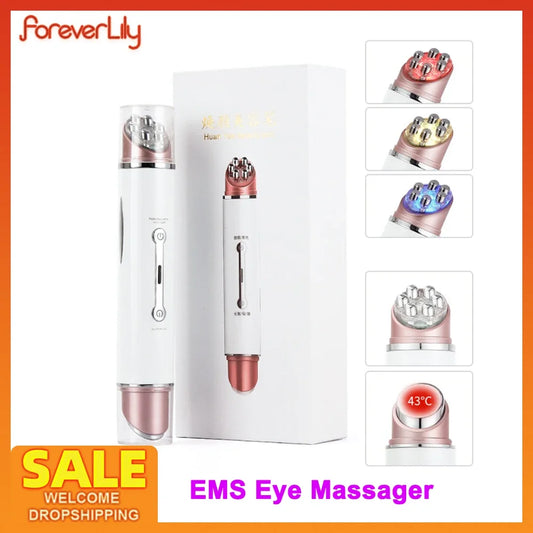 Mini EMS Eye Skin Firm Tightening Machine ION Heat Eye Facial Lifting Massager Anti Wrinkle LED Photon  Rejuvenation Beauty Pen