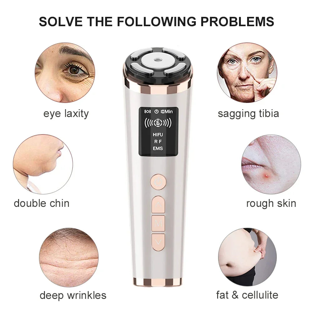 Hifu Face Lifting Mini Facial Radio Frequency Machine Ultrasound RF EMS Microcurrent Skin Rejuvenation Fat Burning Weight Loss