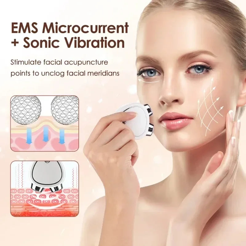 Mini EMS Facial Massage Roller Skin Care Double Chin Removal Microcurrent Face Lifting Anti Wrinkle Reducing Edema Beauty Device