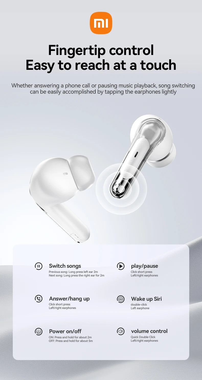 XIAOMI Y107 TWS Headset ENC Noise Cancelling Bluetooth5.3 Wireless Earphone LED Digital Display HiFi Stereo Headphone With Mic