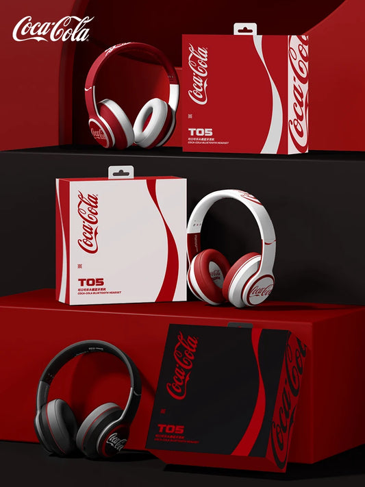 Coca-Cola Bluetooth Headset Head-mounted Wireless Earphone HiFi Sound Game Headset Noise Cancelling Dedicated for Apple Android