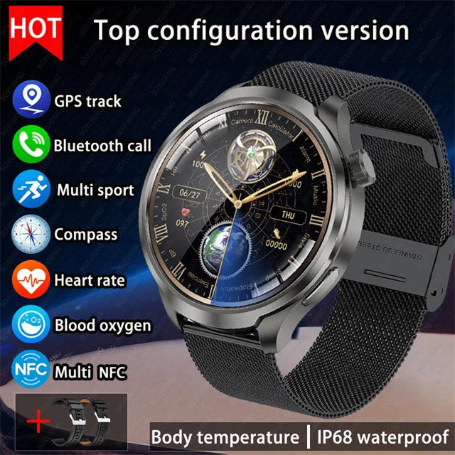 For HUAWEI Outdoor Sports Smart Watch Men 1.85" AMOLED Screen NFC GPS Compass Heart rate Waterproof Bluetooth Call SmartWatch