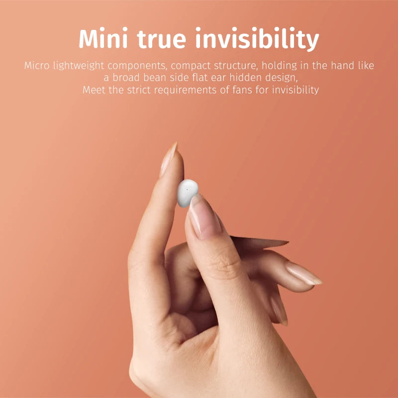 Invisible Earbuds Wireless Smallest Lightest TWS Noise Cancelling Ear Buds Bluetooth 5.3 Hidden Headphones for Works Sports