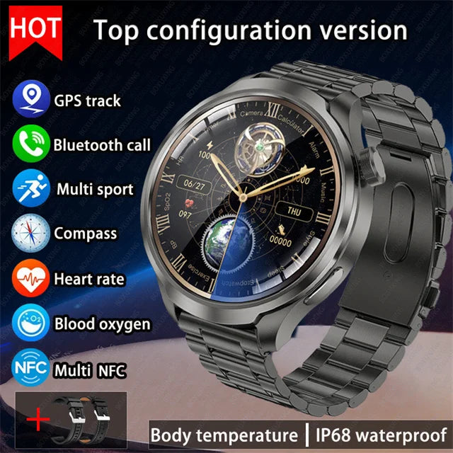 For HUAWEI Outdoor Sports Smart Watch Men 1.85" AMOLED Screen NFC GPS Compass Heart rate Waterproof Bluetooth Call SmartWatch