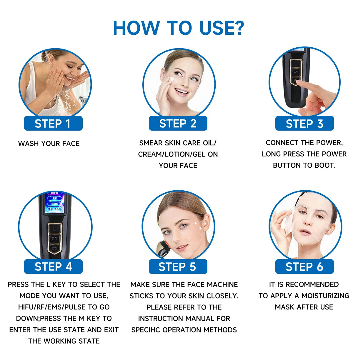 New Mini HIFU 4 in 1 RF Ultrasonic Facial Machine EMS Micro Current Lifting Firming Lifting Wrinkle Skin Care Machine Massager