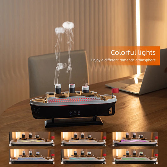 Essential Oil Diffuser, Ship Modelling Diffuser, Aromatherapy Diffuser Cool Mist Humidifier with Remote Control