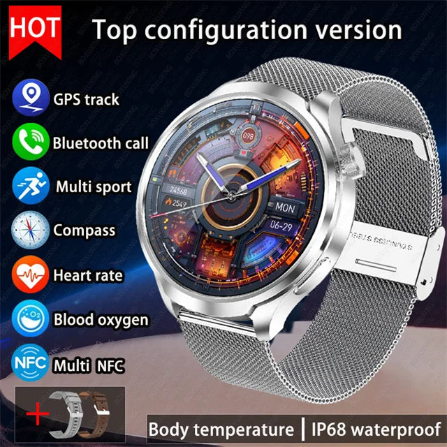 For HUAWEI Outdoor Sports Smart Watch Men 1.85" AMOLED Screen NFC GPS Compass Heart rate Waterproof Bluetooth Call SmartWatch