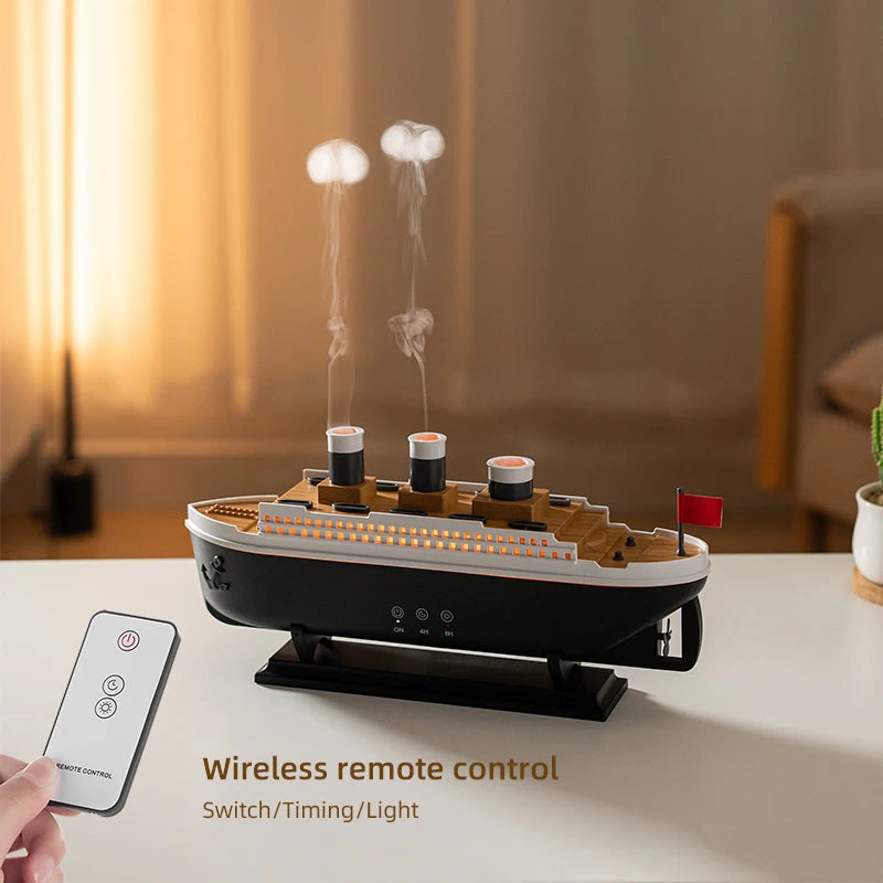 Essential Oil Diffuser, Ship Modelling Diffuser, Aromatherapy Diffuser Cool Mist Humidifier with Remote Control