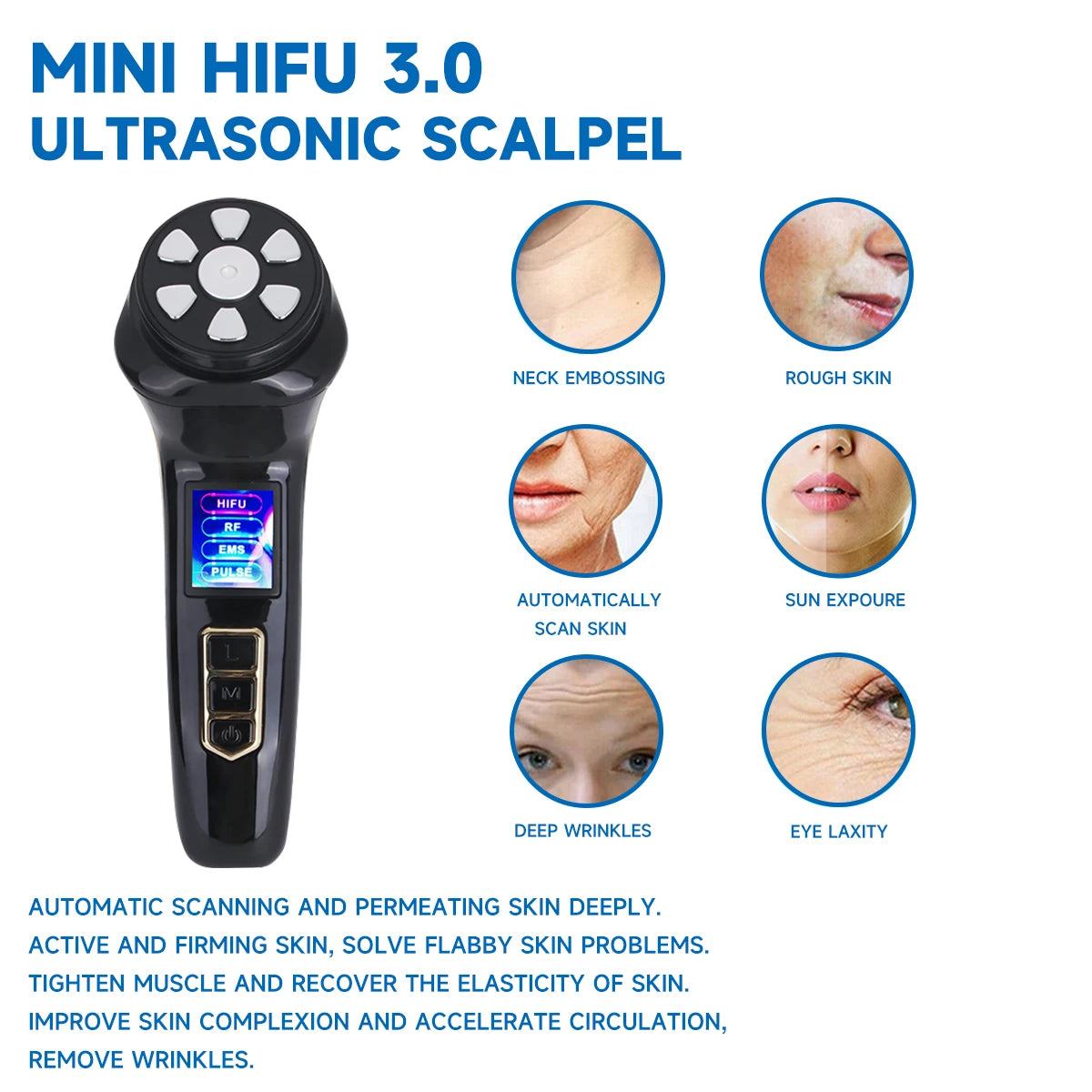 New Mini HIFU 4 in 1 RF Ultrasonic Facial Machine EMS Micro Current Lifting Firming Lifting Wrinkle Skin Care Machine Massager