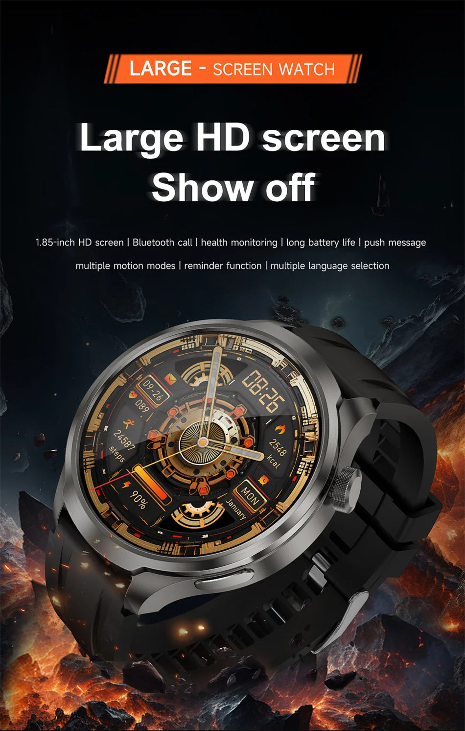 For HUAWEI Outdoor Sports Smart Watch Men 1.85" AMOLED Screen NFC GPS Compass Heart rate Waterproof Bluetooth Call SmartWatch