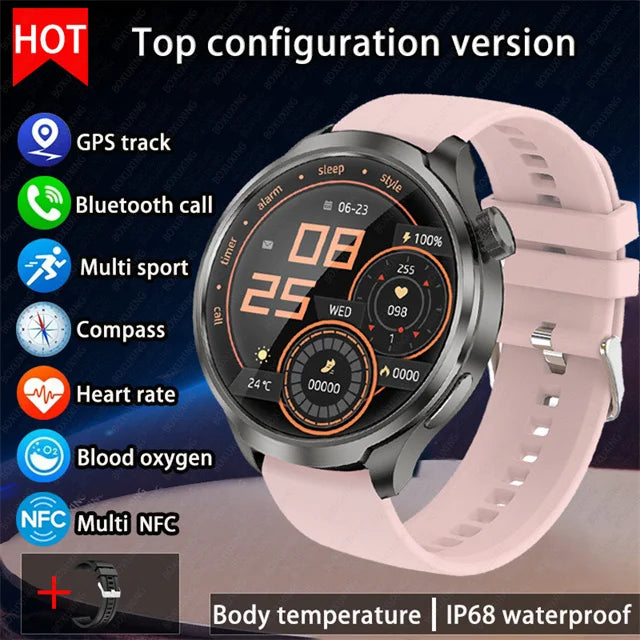 For HUAWEI Outdoor Sports Smart Watch Men 1.85" AMOLED Screen NFC GPS Compass Heart rate Waterproof Bluetooth Call SmartWatch