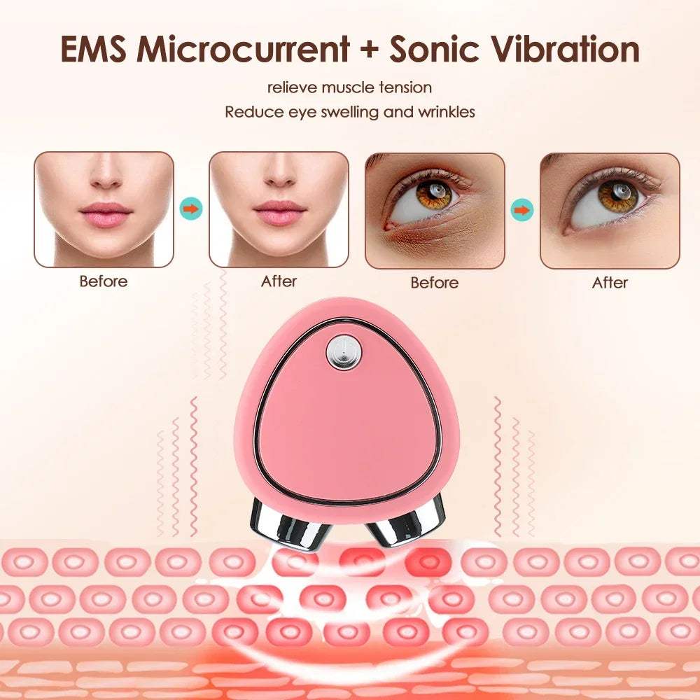 Mini EMS Facial Massage Roller Skin Care Double Chin Removal Microcurrent Face Lifting Anti Wrinkle Reducing Edema Beauty Device