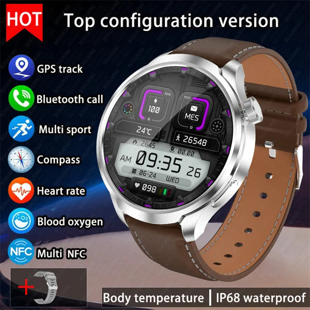 For HUAWEI Outdoor Sports Smart Watch Men 1.85" AMOLED Screen NFC GPS Compass Heart rate Waterproof Bluetooth Call SmartWatch