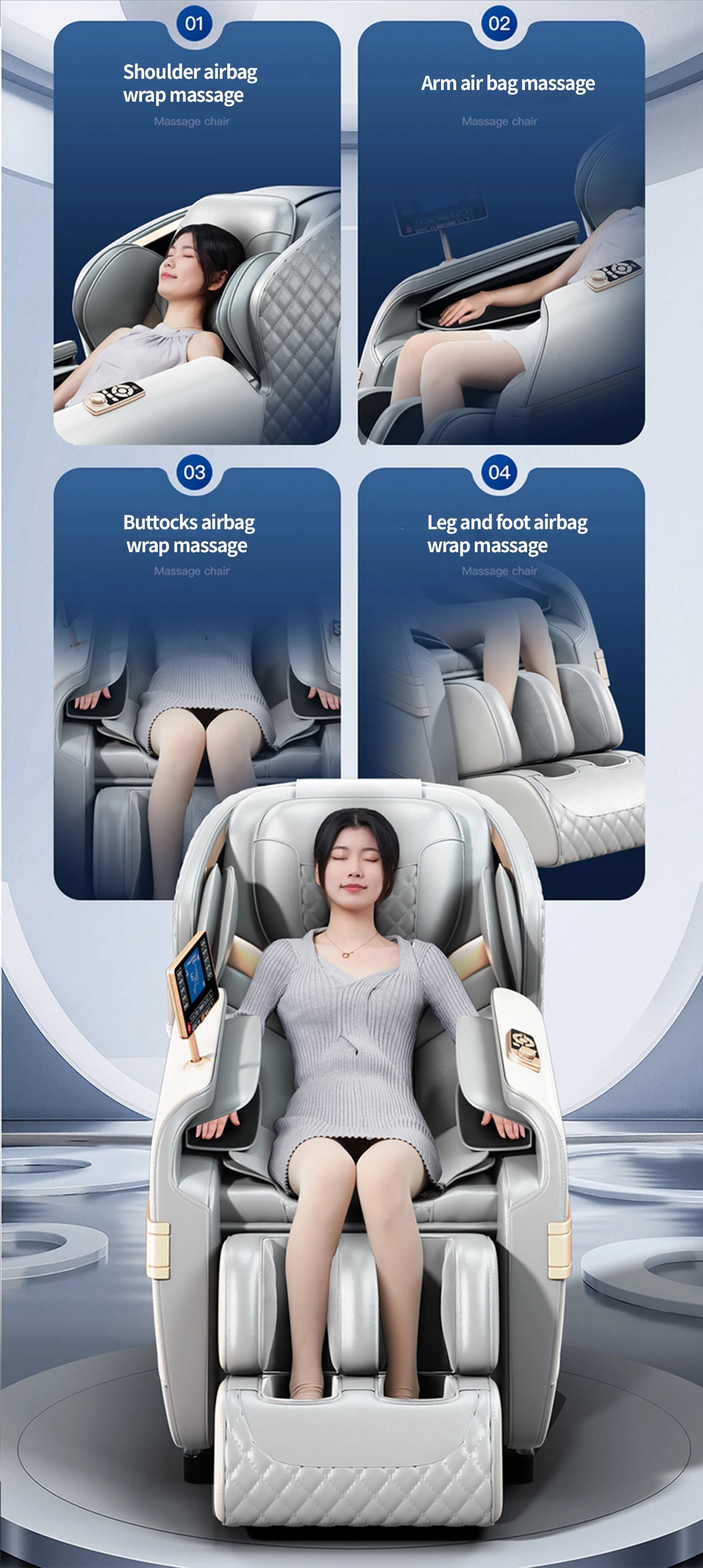 Three Year Warranty Home 4D Heating Massage Chairs Multifunctional Full Body Air Bag Wrapped Zero Gravity 3D Massage Office Sofa