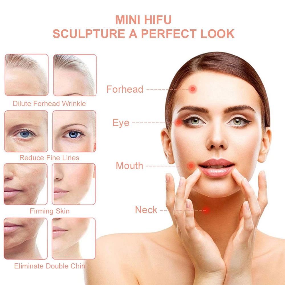 Hifu Face Lifting Mini Facial Radio Frequency Machine Ultrasound RF EMS Microcurrent Skin Rejuvenation Fat Burning Weight Loss