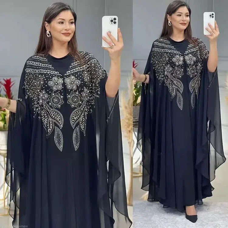 2 PCS Set Plus Size African Party Dresses for Women Chiffon Boubou Ankara Dashiki Outfit Dubai Kaftan Abaya Robe Marocaine Femme