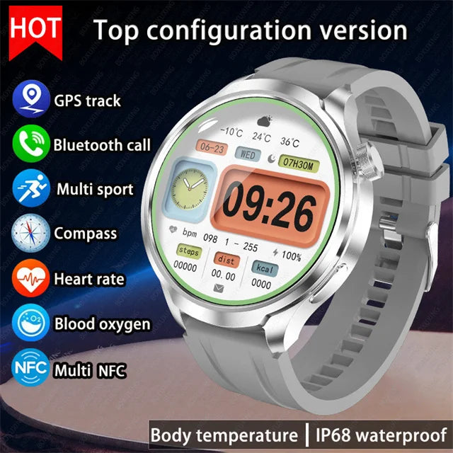 For HUAWEI Outdoor Sports Smart Watch Men 1.85" AMOLED Screen NFC GPS Compass Heart rate Waterproof Bluetooth Call SmartWatch