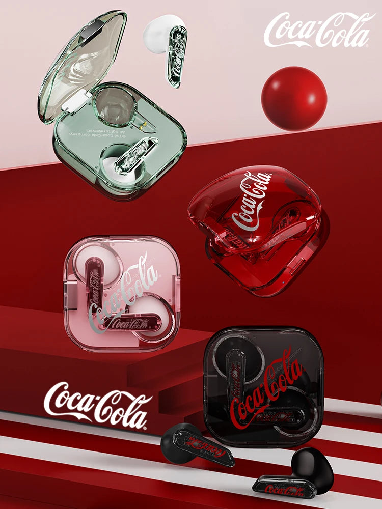 Coca-Cola Wireless Earbuds Bluetooth 5.3 Headphones Bass Stereo Ear Buds Waterproof Headset Noise Reduction Long Standby