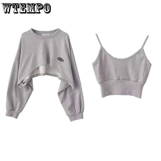 Women's Short Thin Sweatshirt Long Sleeve Crew Neck Casual Top Blouse Daily Casual Two-piece Simple Style Wholesale