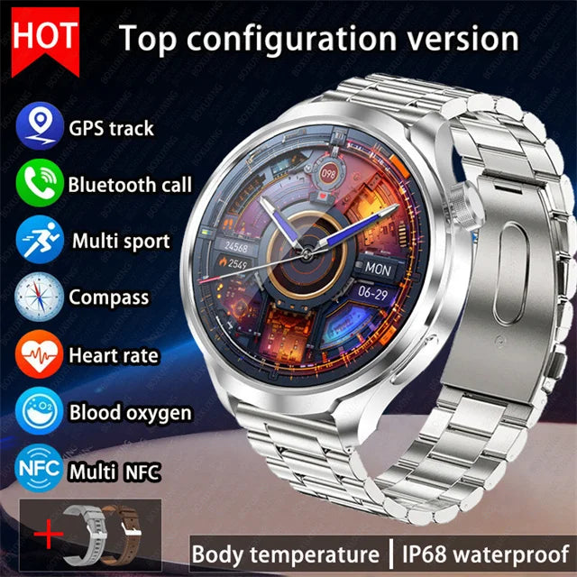 For HUAWEI Outdoor Sports Smart Watch Men 1.85" AMOLED Screen NFC GPS Compass Heart rate Waterproof Bluetooth Call SmartWatch