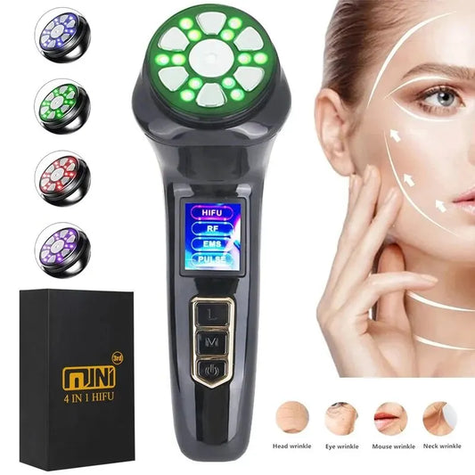 Mini Hifu 4 In1 Ultrasonic Machine Micro Current Face Lift Rejuvenating Wrinkle Resistant Firming Anti-Aging Beauty Device