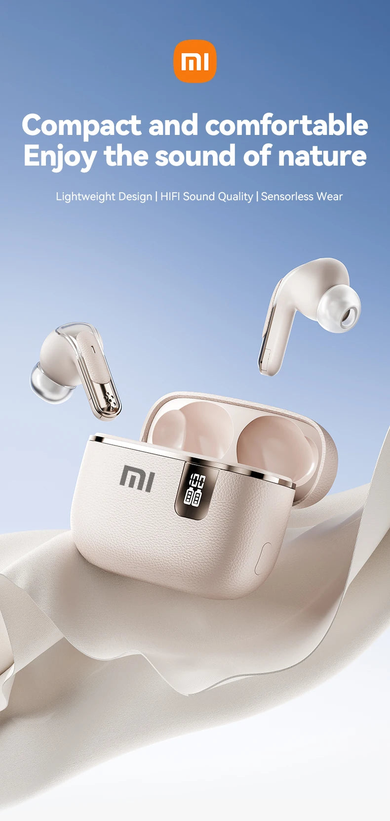 XIAOMI Y107 TWS Headset ENC Noise Cancelling Bluetooth5.3 Wireless Earphone LED Digital Display HiFi Stereo Headphone With Mic