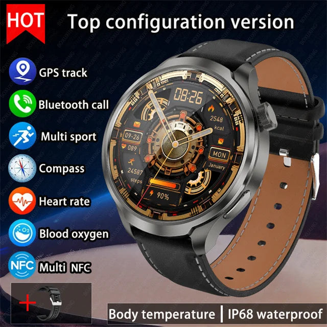 For HUAWEI Outdoor Sports Smart Watch Men 1.85" AMOLED Screen NFC GPS Compass Heart rate Waterproof Bluetooth Call SmartWatch