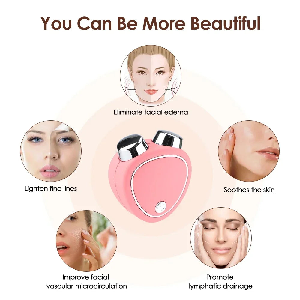 Mini EMS Facial Massage Roller Skin Care Double Chin Removal Microcurrent Face Lifting Anti Wrinkle Reducing Edema Beauty Device